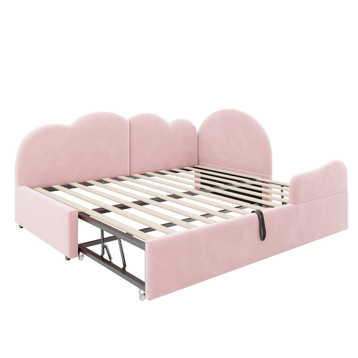 AUSZIEHBETT 90/200/190 cm L-Form, DE-41689, in Samtrosa - Pink, Metall (90/200cm) - ComfortXL