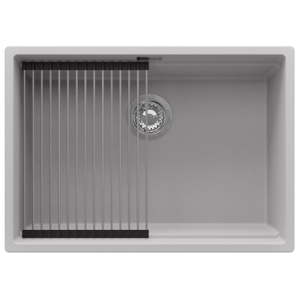 UNTERBAUSPÜLE GRANIT Praga, 2-er set Grau 66/47 cm 1 Becken + Ablauf-Set + Aufrollbare Abtropffläche ab 70er Unterschrank - Chromfarben/Grau, Kunststoff (66/20/47cm) - Primagran