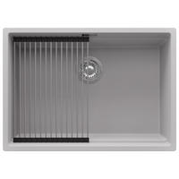 UNTERBAUSPÜLE GRANIT Praga, 2-er set Grau 66/47 cm 1 Becken + Ablauf-Set + Aufrollbare Abtropffläche ab 70er Unterschrank - Chromfarben/Grau, Kunststoff (66/20/47cm) - Primagran