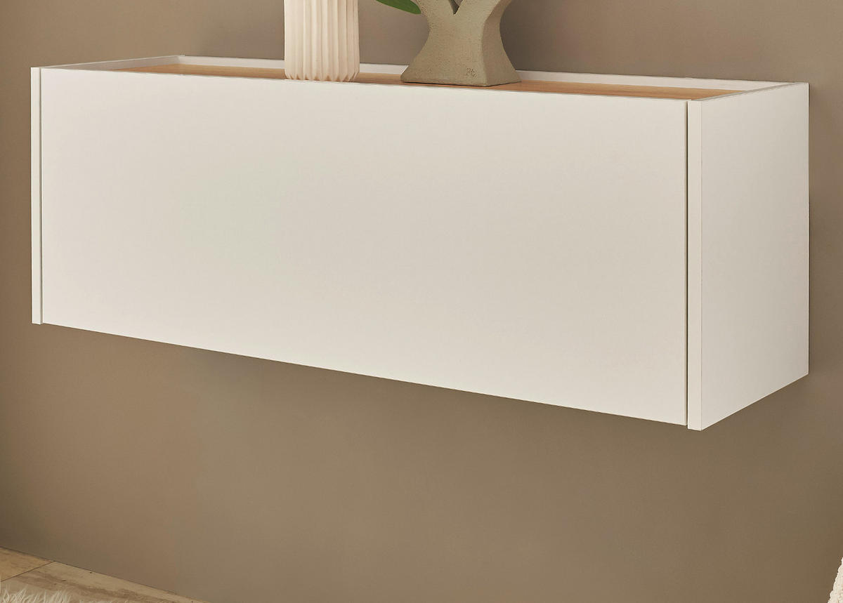 HÄNGESCHRANK weiß, Eiche Wotan 100 cm, Flurschrank mit Klappe - Eiche Wotan/Weiß, Holzwerkstoff/Metall (100/35/30cm) - Furn.Design