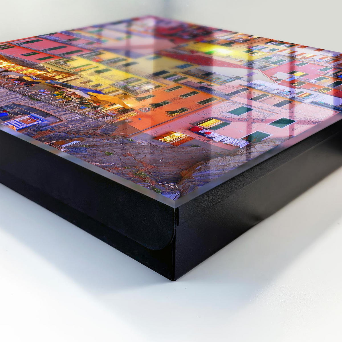 SCHLÜSSELBOX Schwarz 30x30 cm- Türöffnung nach rechts - Farben der Stadt - Gelb, Metall (30/30/5cm) - TULUP