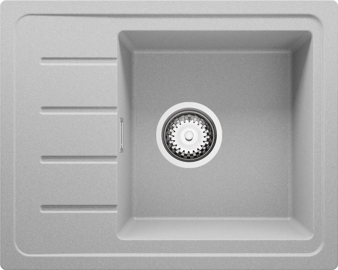 SPÜLBECKEN Kopenhagen Easy, 2-er set Grau 55/44 cm 1 Becken + Ablauf-Set ab 45er Unterschrank - Chromfarben/Grau, Kunststoff (55/17/44cm) - Primagran