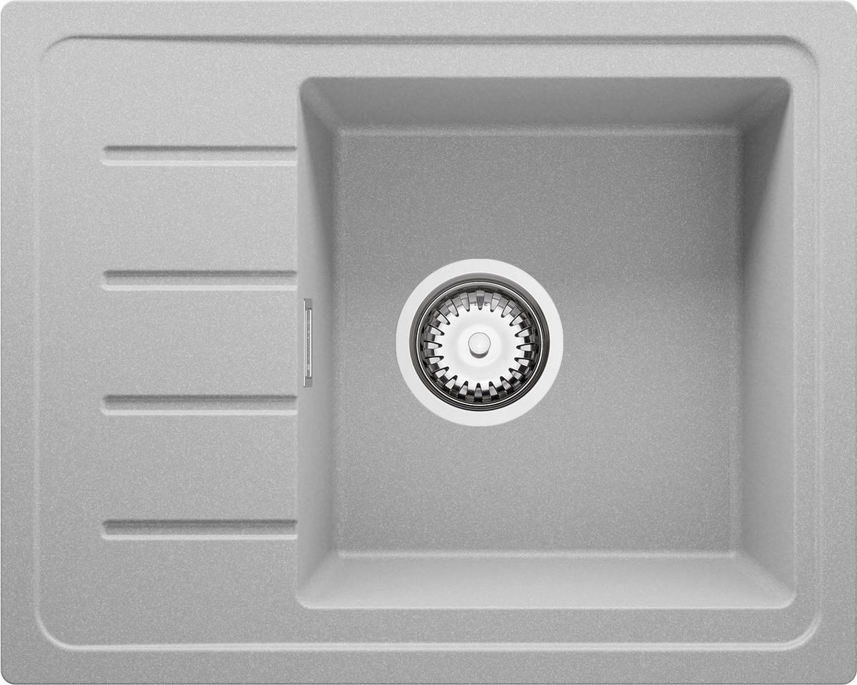 SPÜLBECKEN Kopenhagen Easy, 2-er set Grau 55/44 cm 1 Becken + Ablauf-Set ab 45er Unterschrank - Chromfarben/Grau, Kunststoff (55/17/44cm) - Primagran