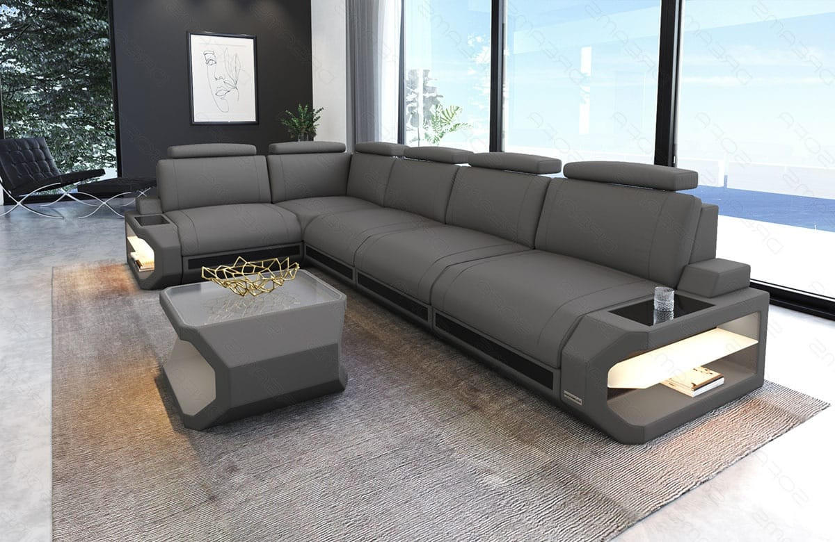 ECKSOFA Siena Hellgrau Schwarz Mikrofaserstoff - Hellgrau, Kunststoff (347/197cm)
