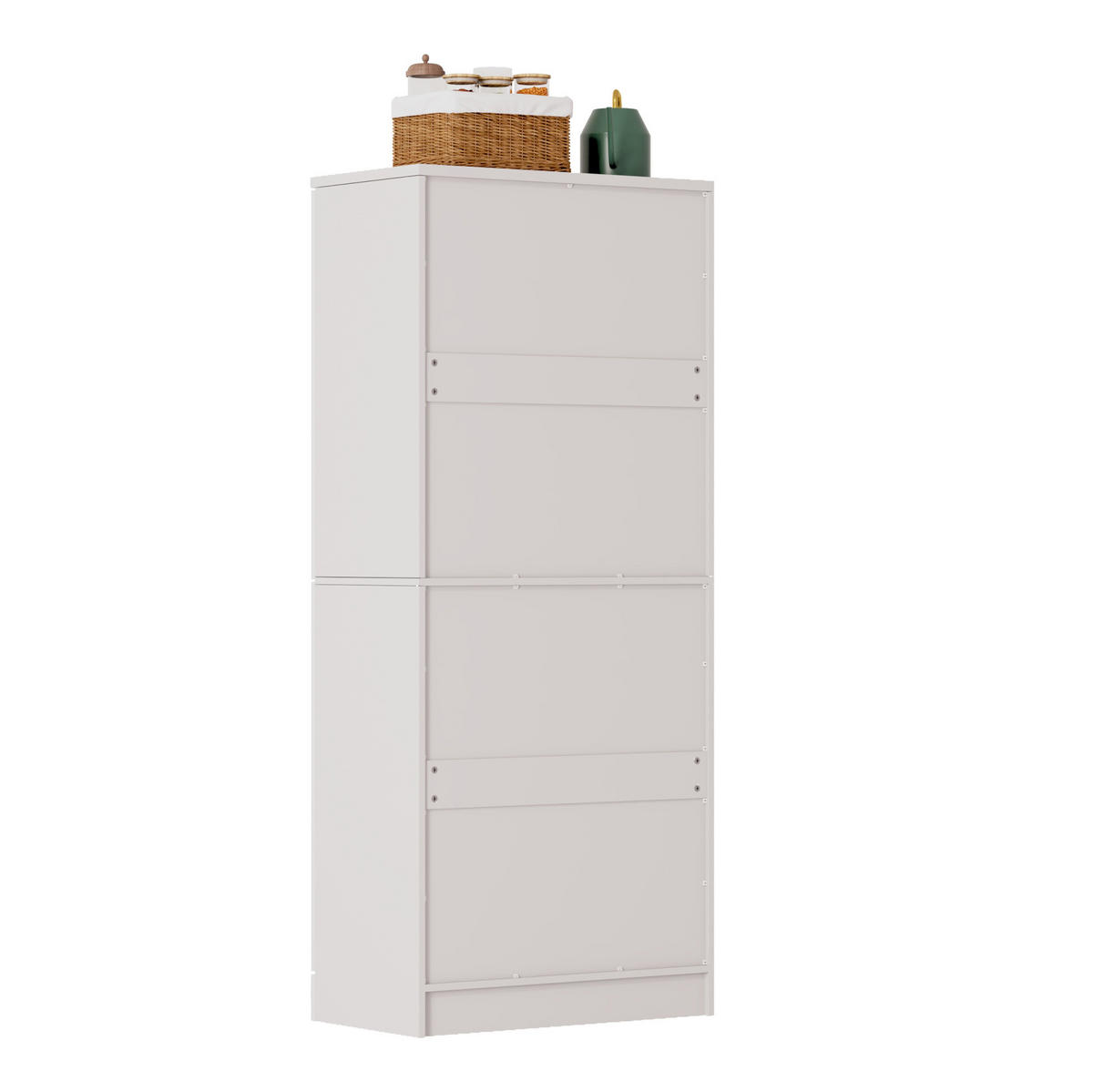 KUHINJSKI smočnički ormar, 76/42/180 cm, MDF bijeli visoki sjaj, 4-vratni - bijela, drvni materijal (42/180/76cm) - BEAOK