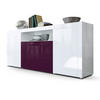 SIDEBOARD Santiago Weiß Hochglanz / Brombeer Hochglanz - Weiß Hochglanz/Violett, Holzwerkstoff (167/72/35cm) - Vladon