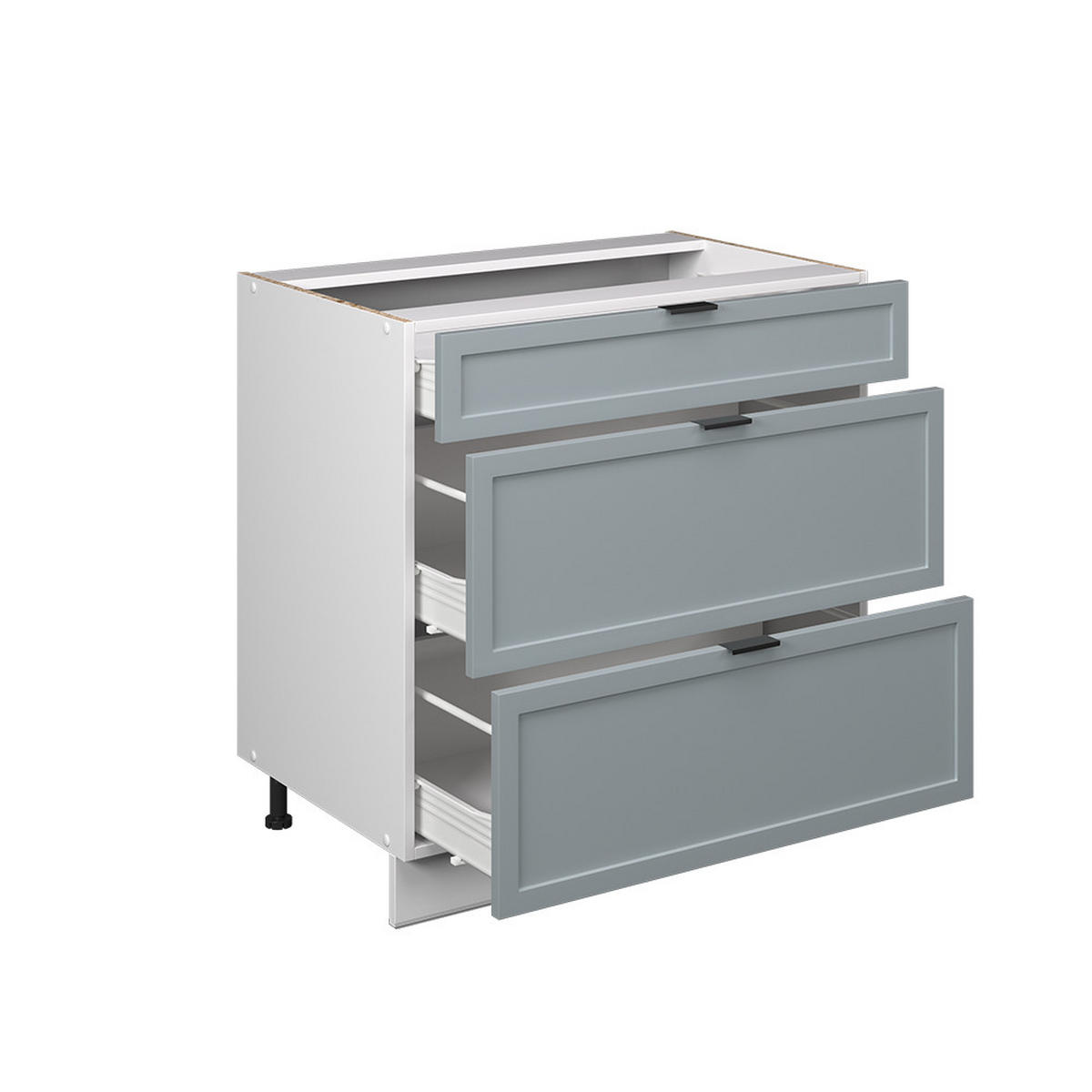 KÜCHENUNTERSCHRANK Fame-Line Hellblau-grau 80 cm mit 3 Schubladen AP Marmor - Blaugrau/Weiß, Holzwerkstoff (80/82/60cm) - Vicco