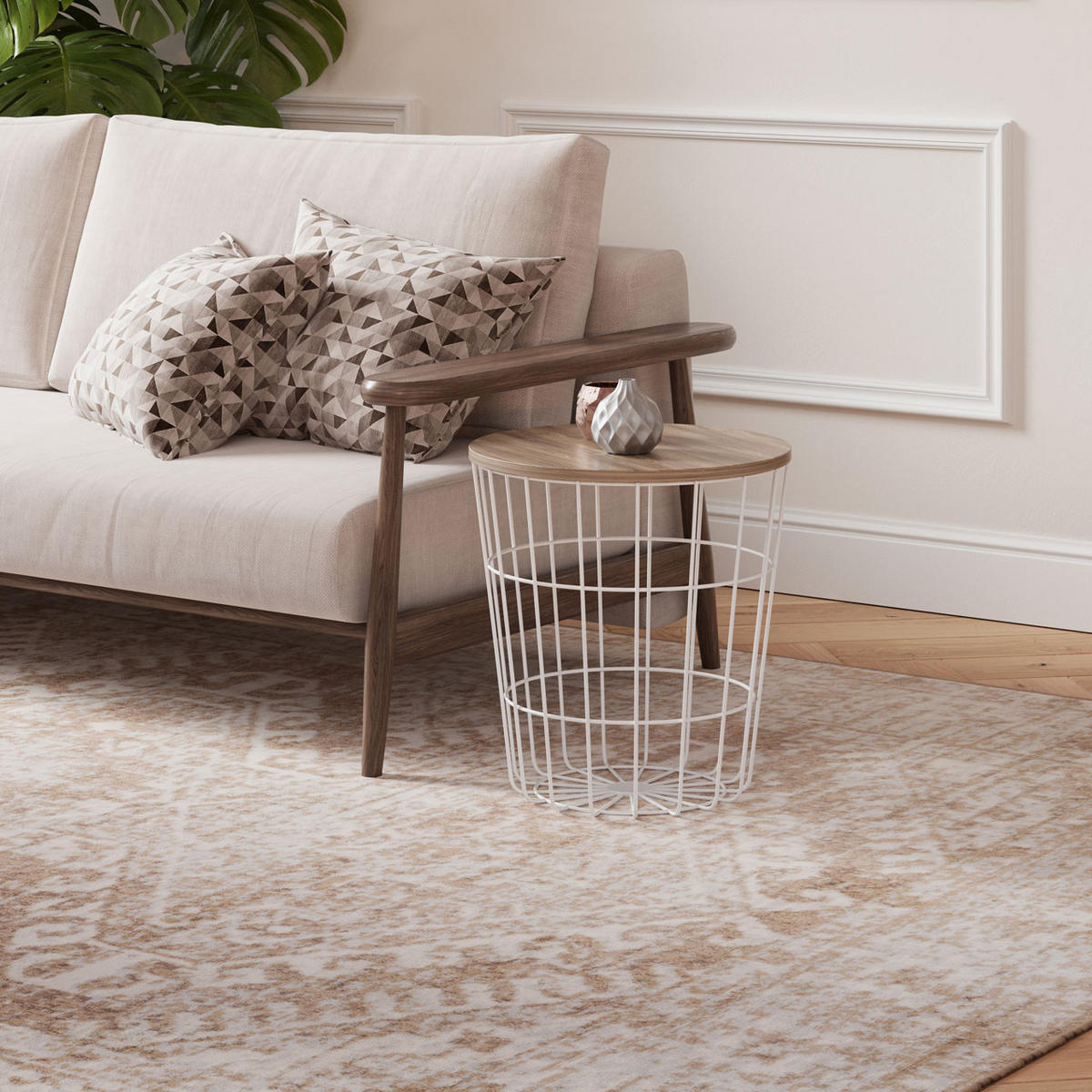 VINTAGE-TEPPICH Sophia Grau - Beige, Textil (60/240cm) - Kukoon Rugs