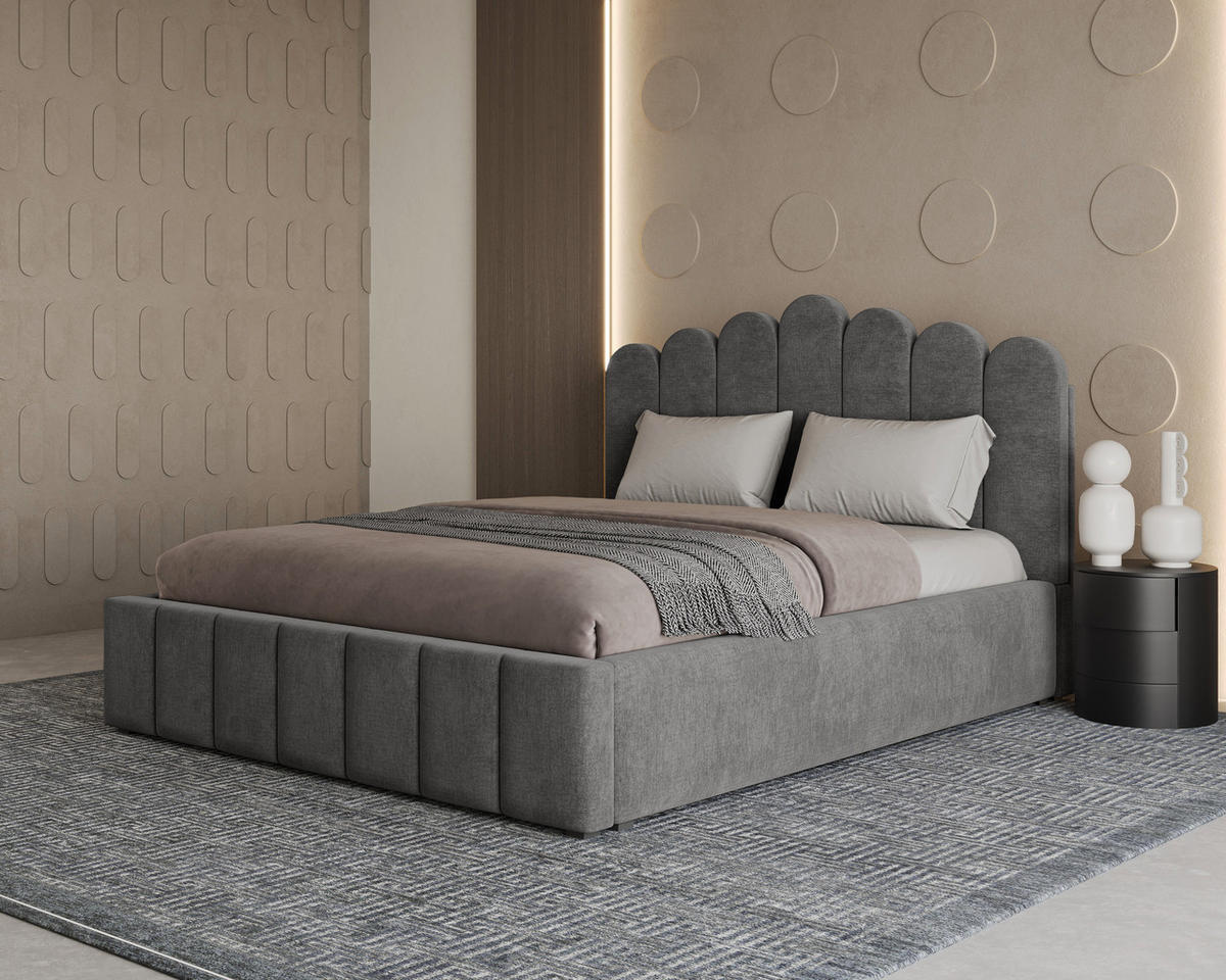 POLSTERBETT 03 140 x 200 cm – Tresor – Bett mit Gasdruckfedern und Stauraum - Dunkelgrau, Holz (140/200cm) - ROYAL24_MARKT