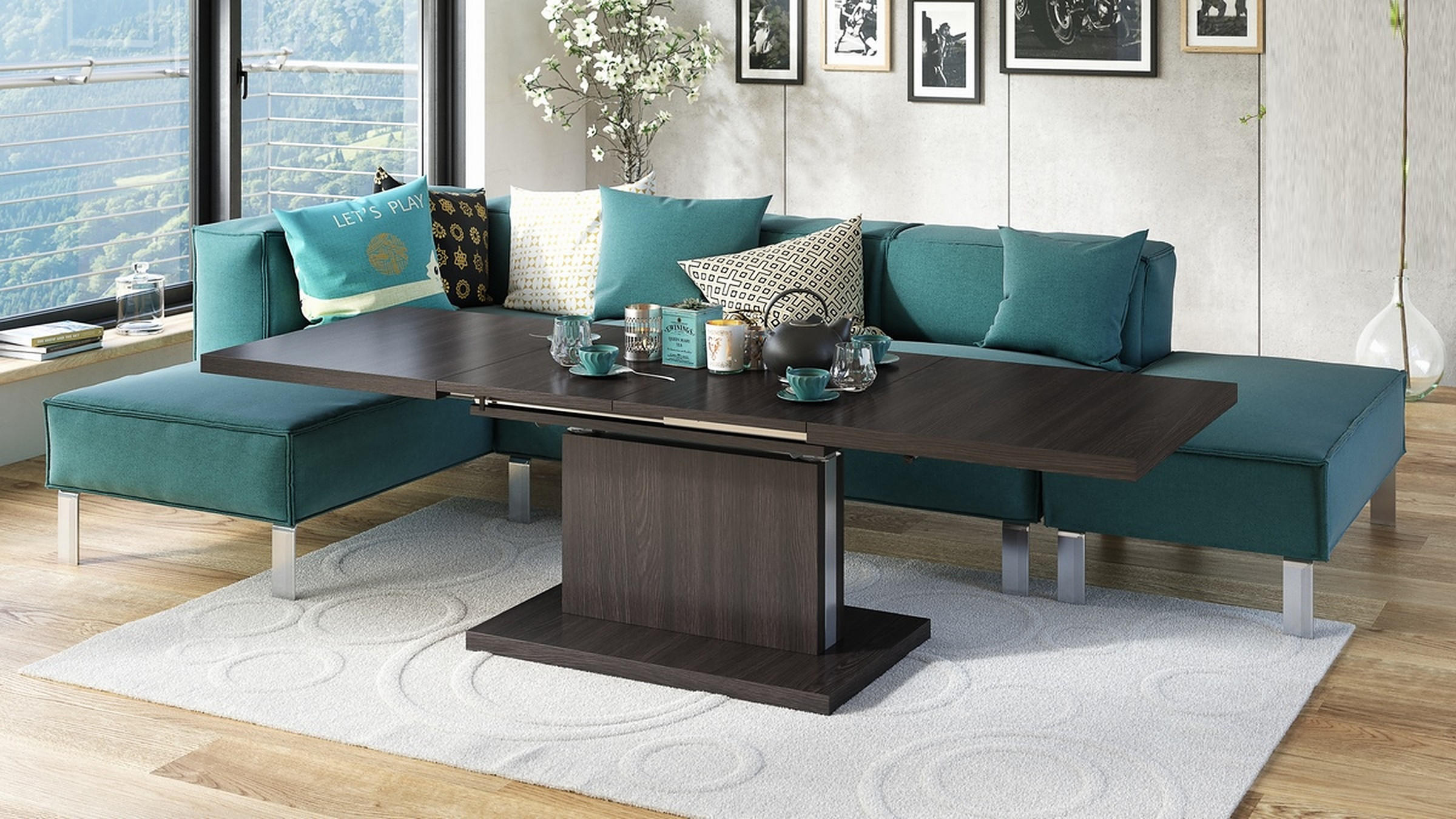 COUCHTISCH rechteckig Walnuss Wenge ausziehbar höhenverstellbar - Wengefarben, Holzwerkstoff (80/120/56cm) - designimpex