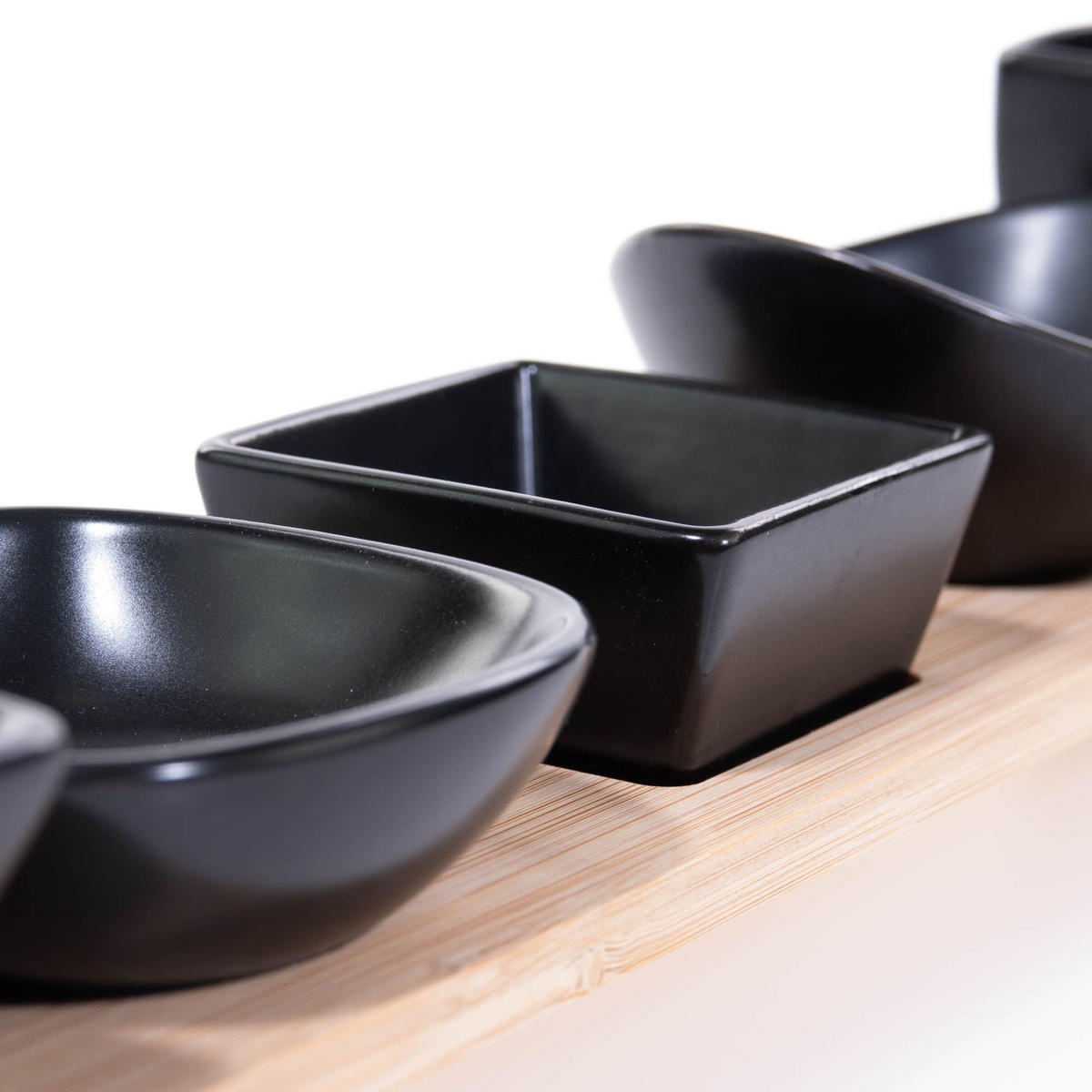 SERVIER-SET für Snacks Schwarz 50,6/9,4/7,7 cm - Schwarz, Keramik (50.6/9.4/7.7cm) - Excellent Houseware