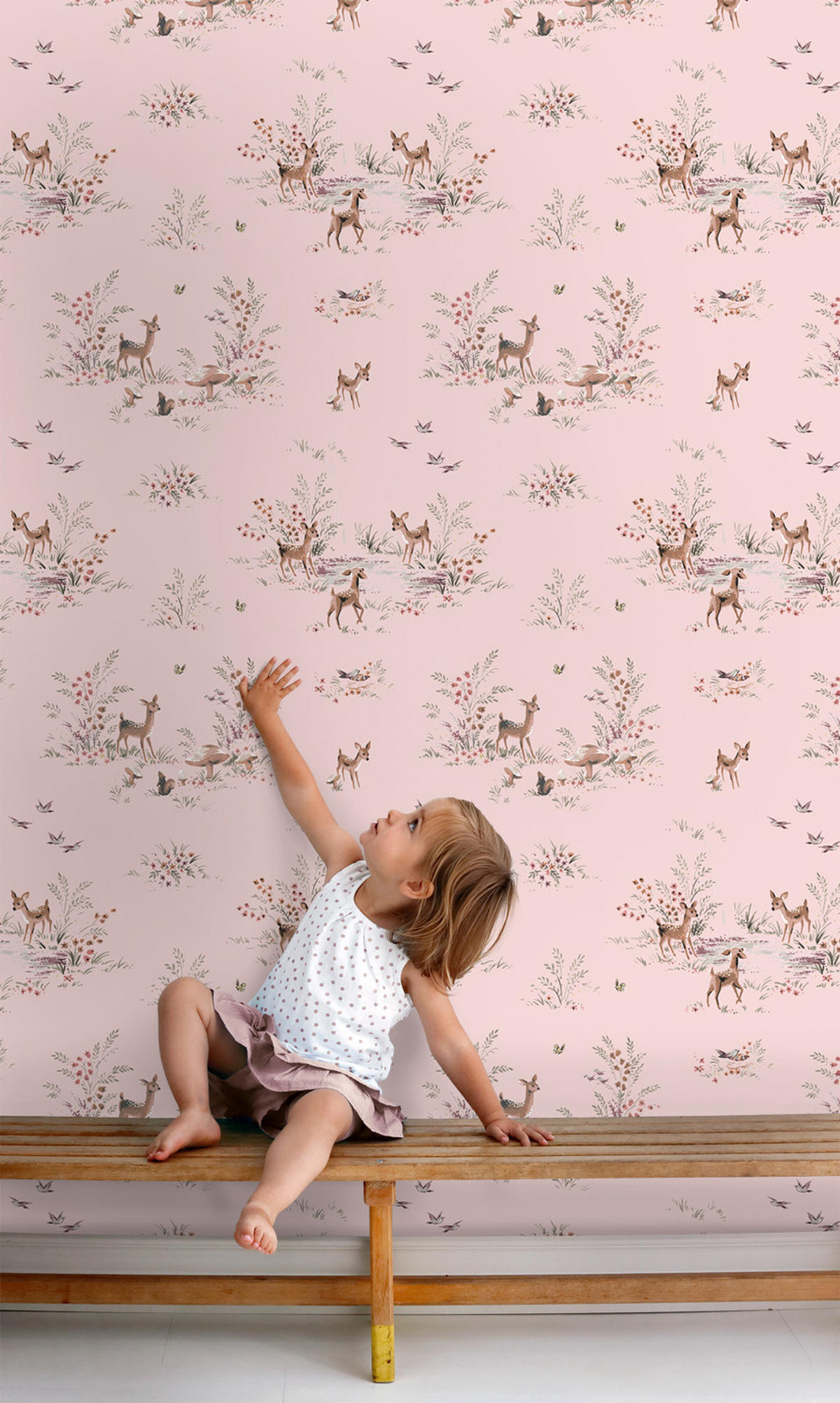 TAPETE Hirsche 50 x 900 cm - Pink, Papier (50/0.1cm) - ESTAhome