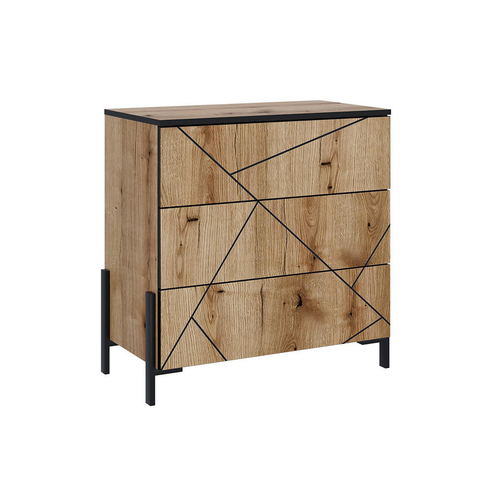 KOMMODE Hatto Eiche 78 x 76.8 cm mit 3 Schubladen - Eichefarben, Holzwerkstoff (78/76.8/39.7cm) - Vicco