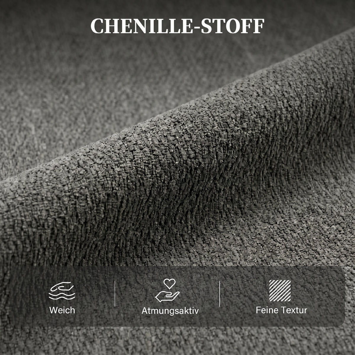 RELAXSESSEL Chenille (100% Polyester) Hellgrau - Creme/Hellgrau, Holzwerkstoff/Textil (94/104/95cm) - HOMCOM