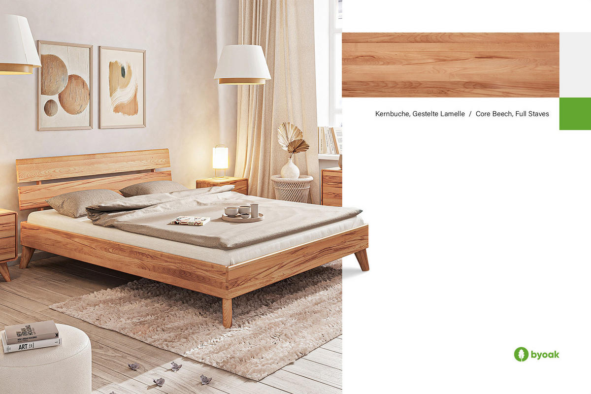GREG 2 BETT Kernbuche - Kernbuche, Holz (180/210cm) - byoak