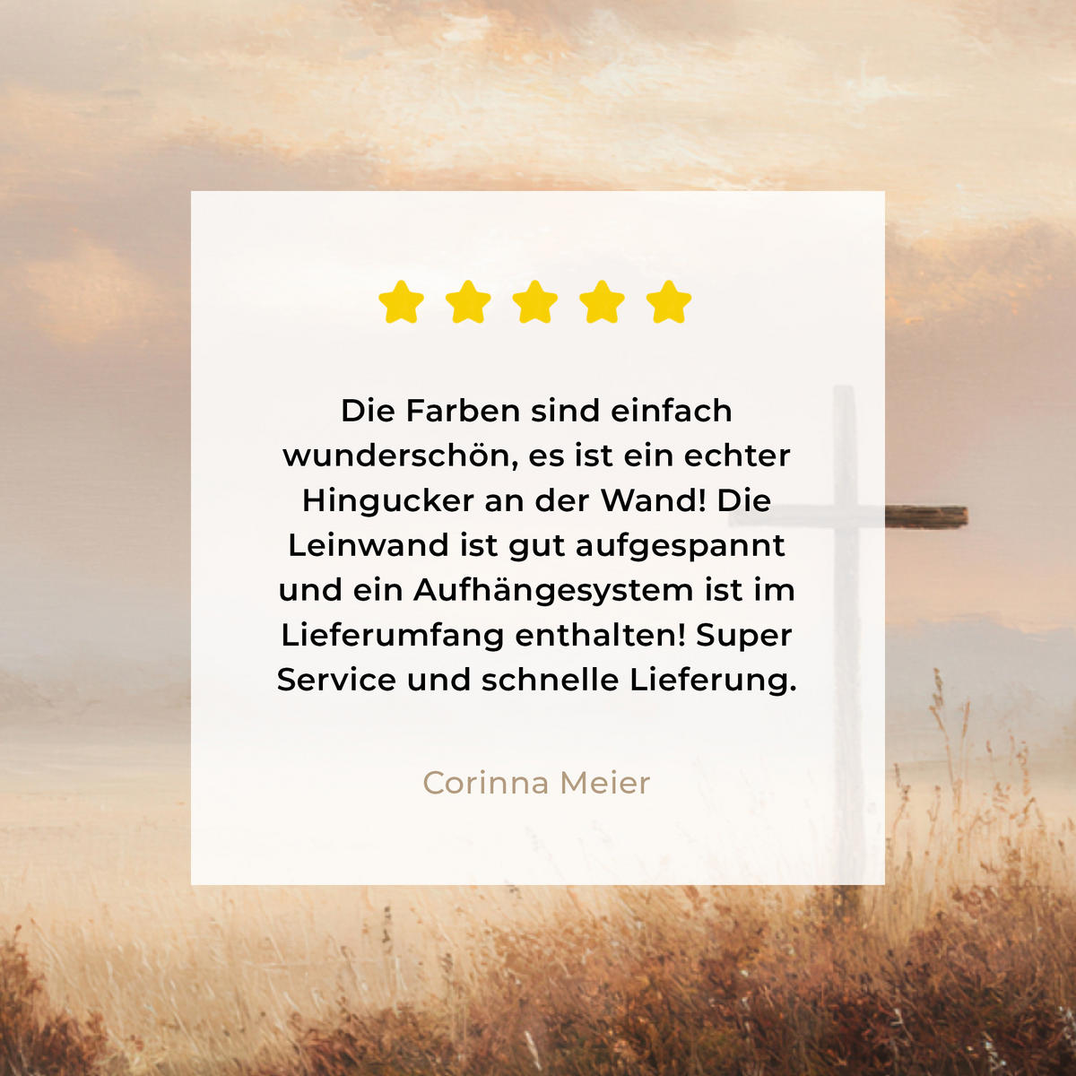 LEINWANDBILD Gras - Morgennebel - Kreuz - Christentum Wandbilder 80x60 cm - Beige, Textil (80/60cm) - MuchoWow