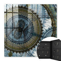 SCHLÜSSELBOX Schwarz 30x30 cm- Türöffnung nach rechts - Geometrisches Mandala - Blau, Metall (30/30/5cm) - TULUP