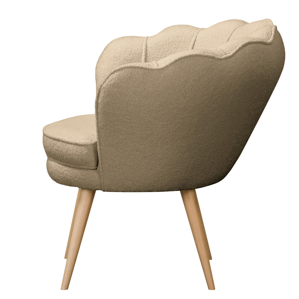 SESSEL - Bouclé, Füße Hell - Beige/Cappuccino, Birkenholz/Textil (75/74/75cm) - home24