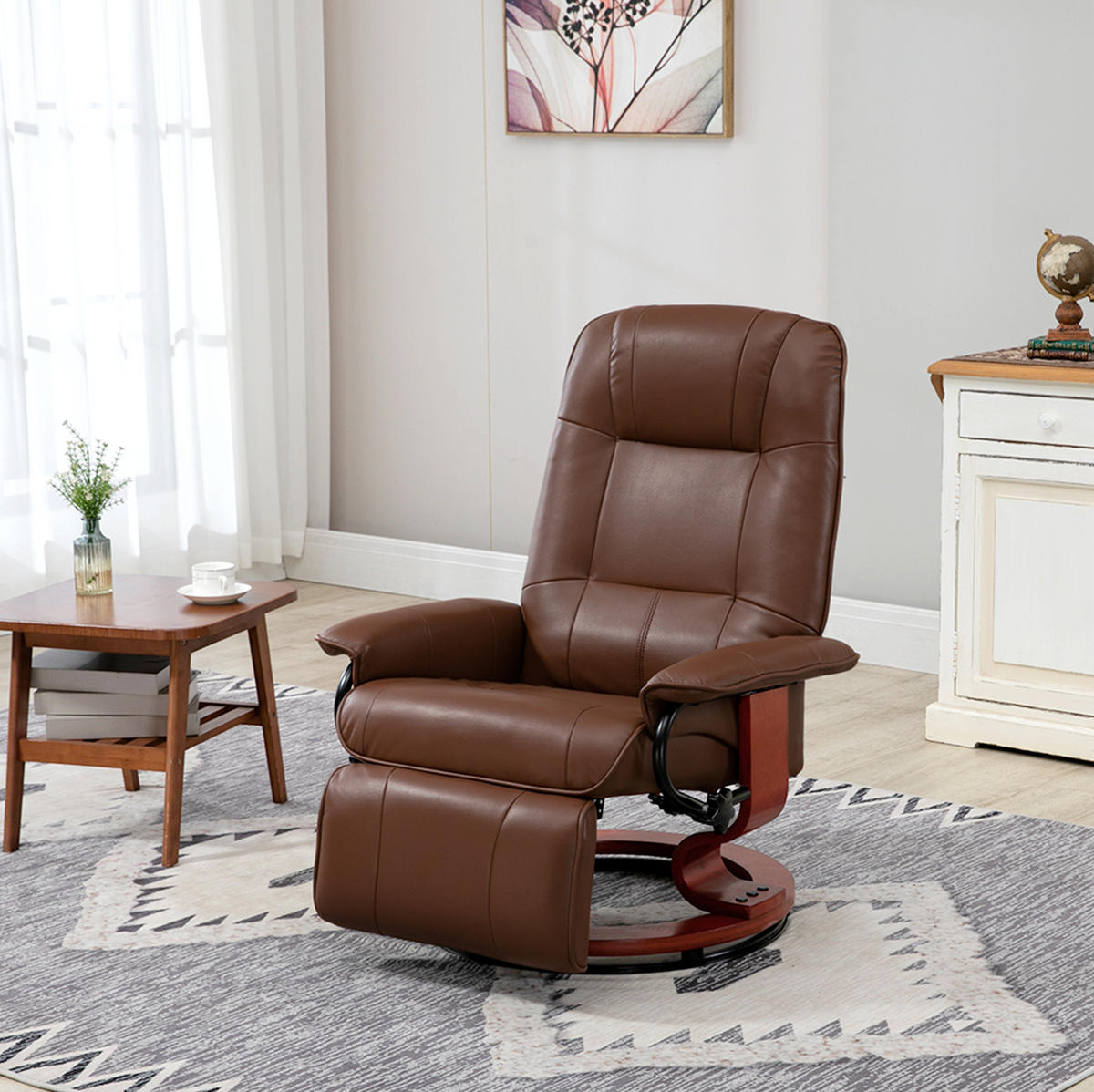 RELAXSESSEL 78/87/100 cm in Braun aus Kunstleder mit Liegefunktion - Braun, Leder (87/100/78cm) - Flora Grace
