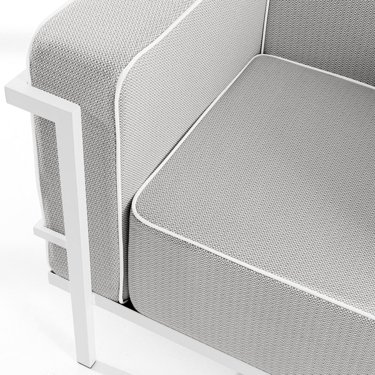 GARTENSESSEL TRIGLO Stahlgestell, Modern, Weiß - Dunkelgrau/Weiß, Textil/Metall (99/70/69cm) - KONSIMO®