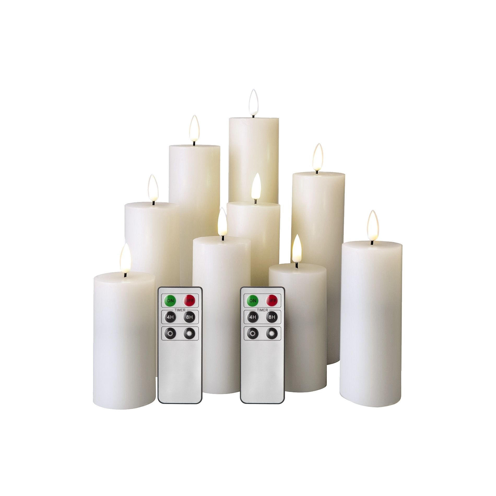 LED-KERZEN 9er-Set Weiß 5/5/22 cm - Weiß, Kunststoff (5/5/22cm) - Mobili Rebecca