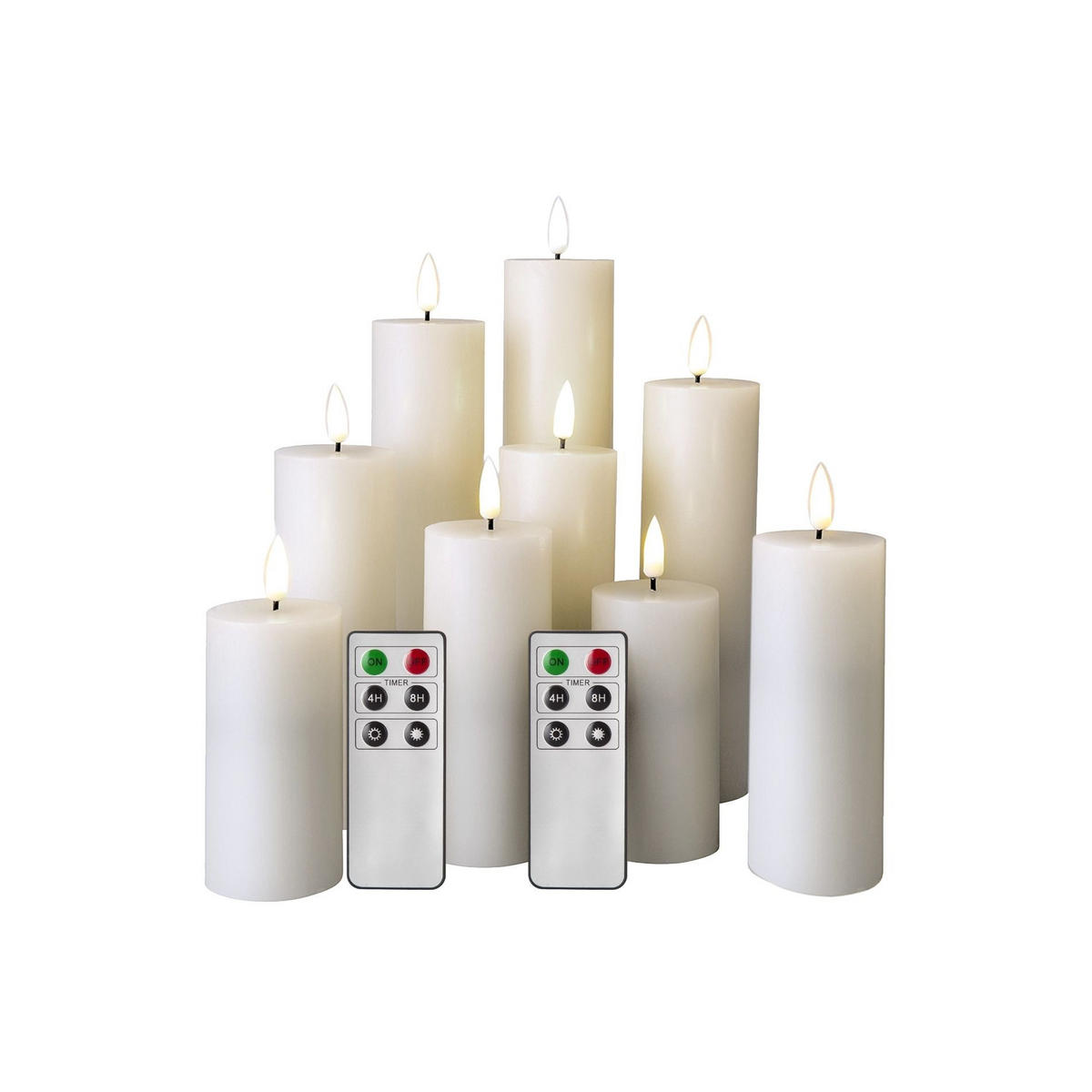 LED-KERZEN 9er-Set Weiß 5/5/22 cm - Weiß, Kunststoff (5/5/22cm) - Mobili Rebecca