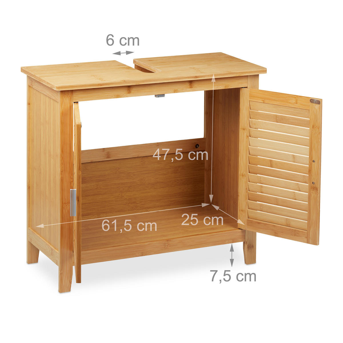 WASCHBECKENUNTERSCHRANK - Hellbraun, Holz/Holzwerkstoff (67/60/30cm) - Relaxdays