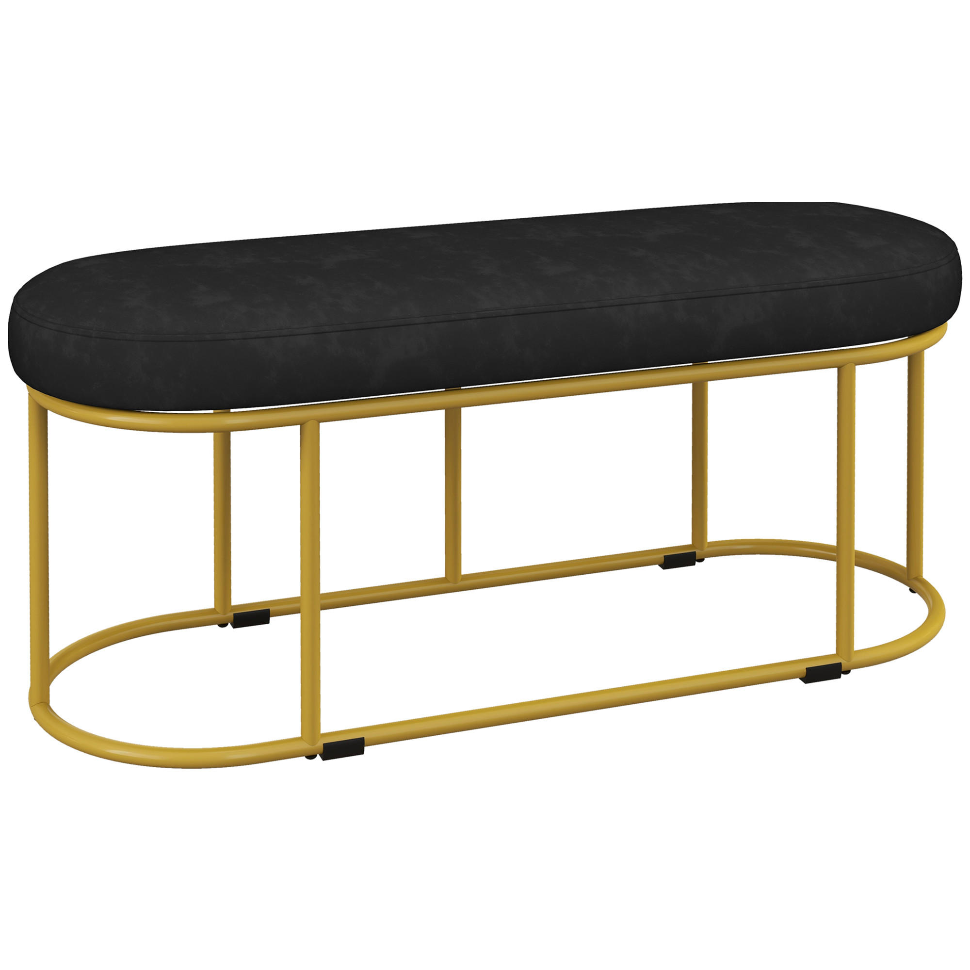 SITZBANK, Bettbank, Polsterbank mit Samtoptik, Schminkbank für Schlafzimmer - Schwarz, Kunststoff (37/43/100cm) - HOMCOM