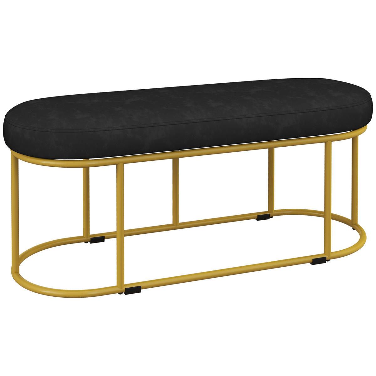 SITZBANK, Bettbank, Polsterbank mit Samtoptik, Schminkbank für Schlafzimmer - Schwarz, Kunststoff (37/43/100cm) - HOMCOM