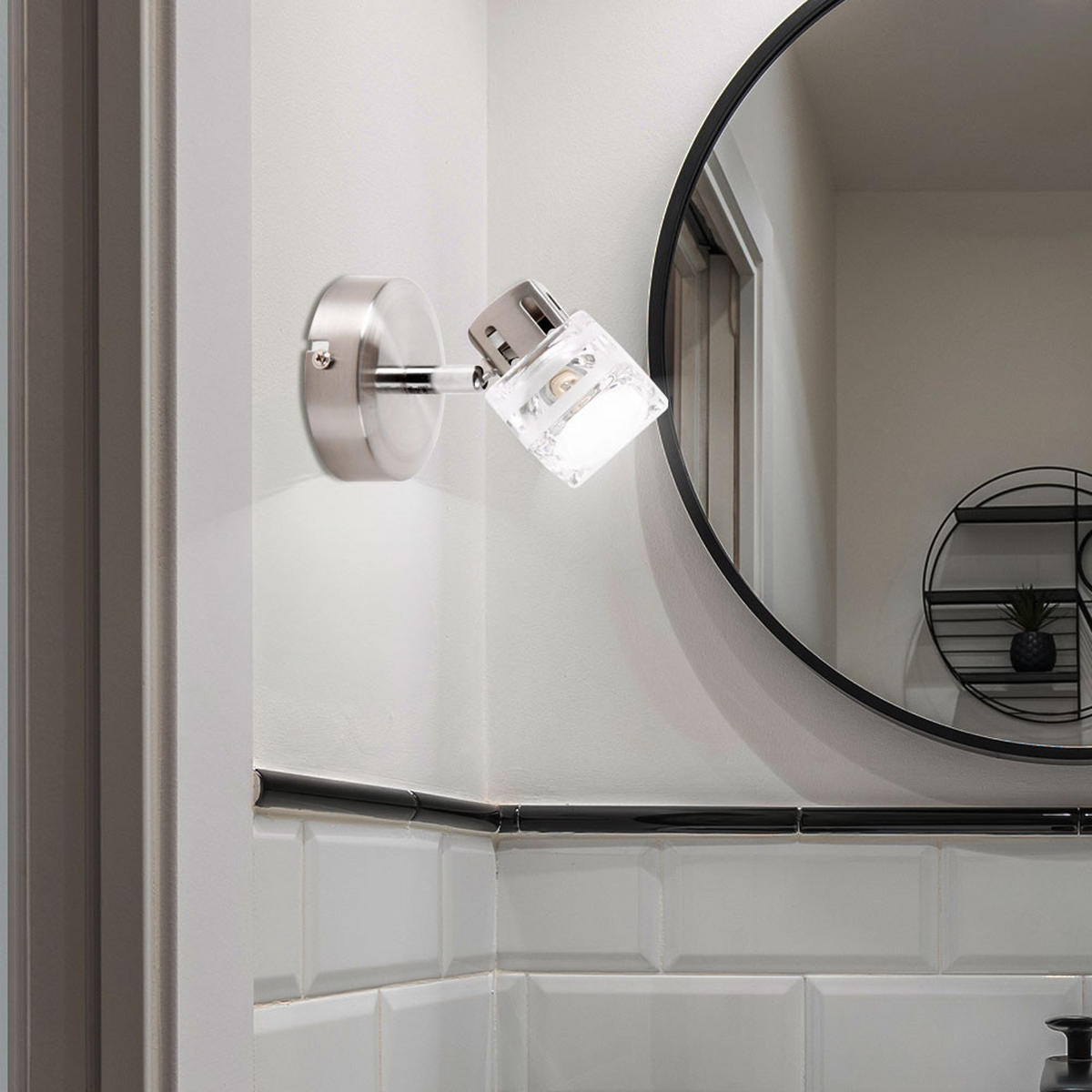 LED WANDLEUCHTE Sulla Silber - Silberfarben, Glas (9/12/9cm)