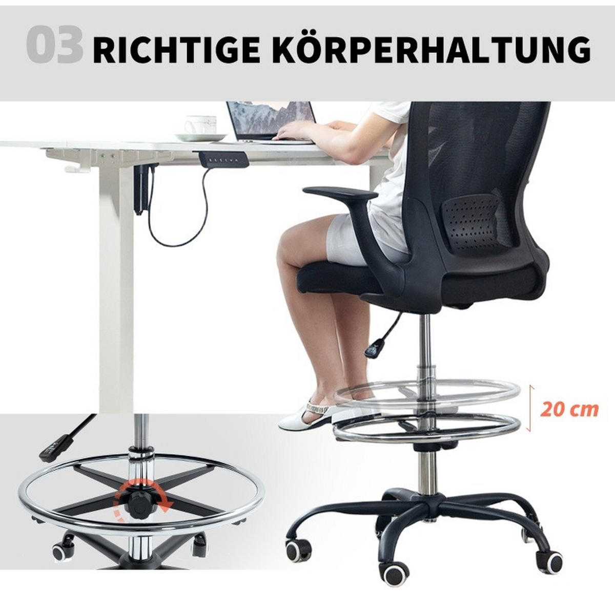 DREHSTUHL 62/59/99-119 cm schwarz aus Holz mit Netzrücken - Schwarz, Kunststoff (59/119/62cm) - OKWISH