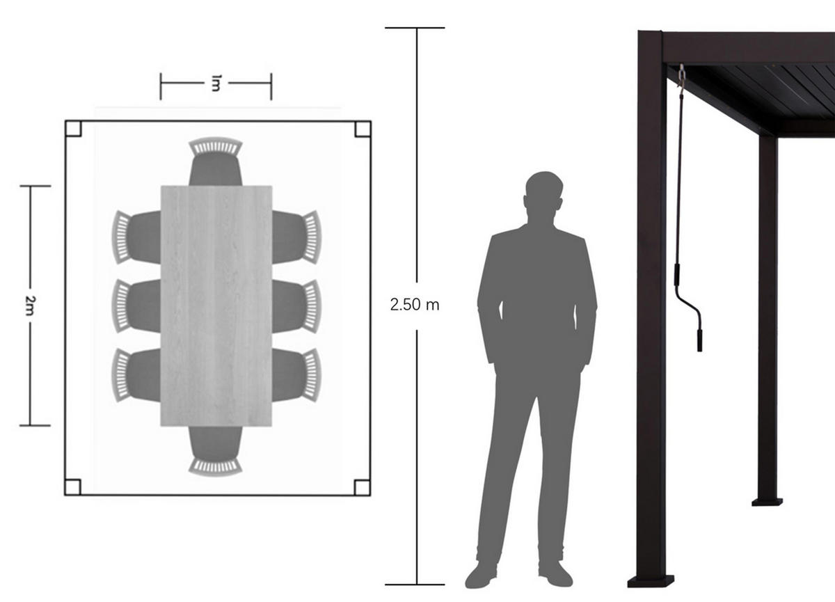 LAMELLENDACH-PERGOLA Mirador Deluxe 3x3,6 m Anthrazit Aluminium - Grau, Kunststoff (360/250/300cm) - Green Spirit