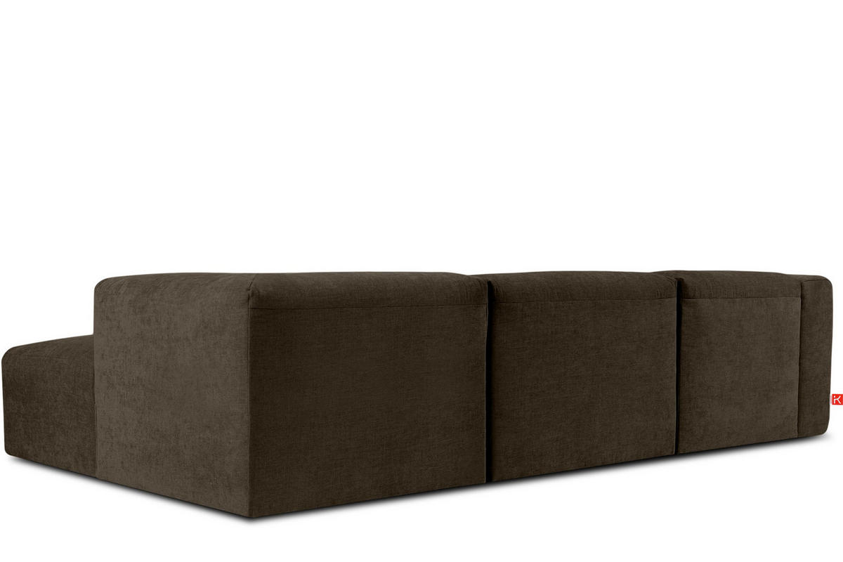 ECKMODULSOFA-RECHTS BUFFO mit extrem weicher und bequemer Sitzfläche, Gewebestoff, braun - Braun, Textil (297/180cm) - KONSIMO®