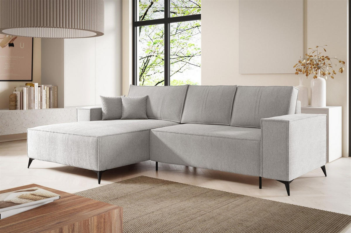 ECKSOFA Fiore - Greige, Holzwerkstoff/Textil (294/185cm) - Fun Möbel