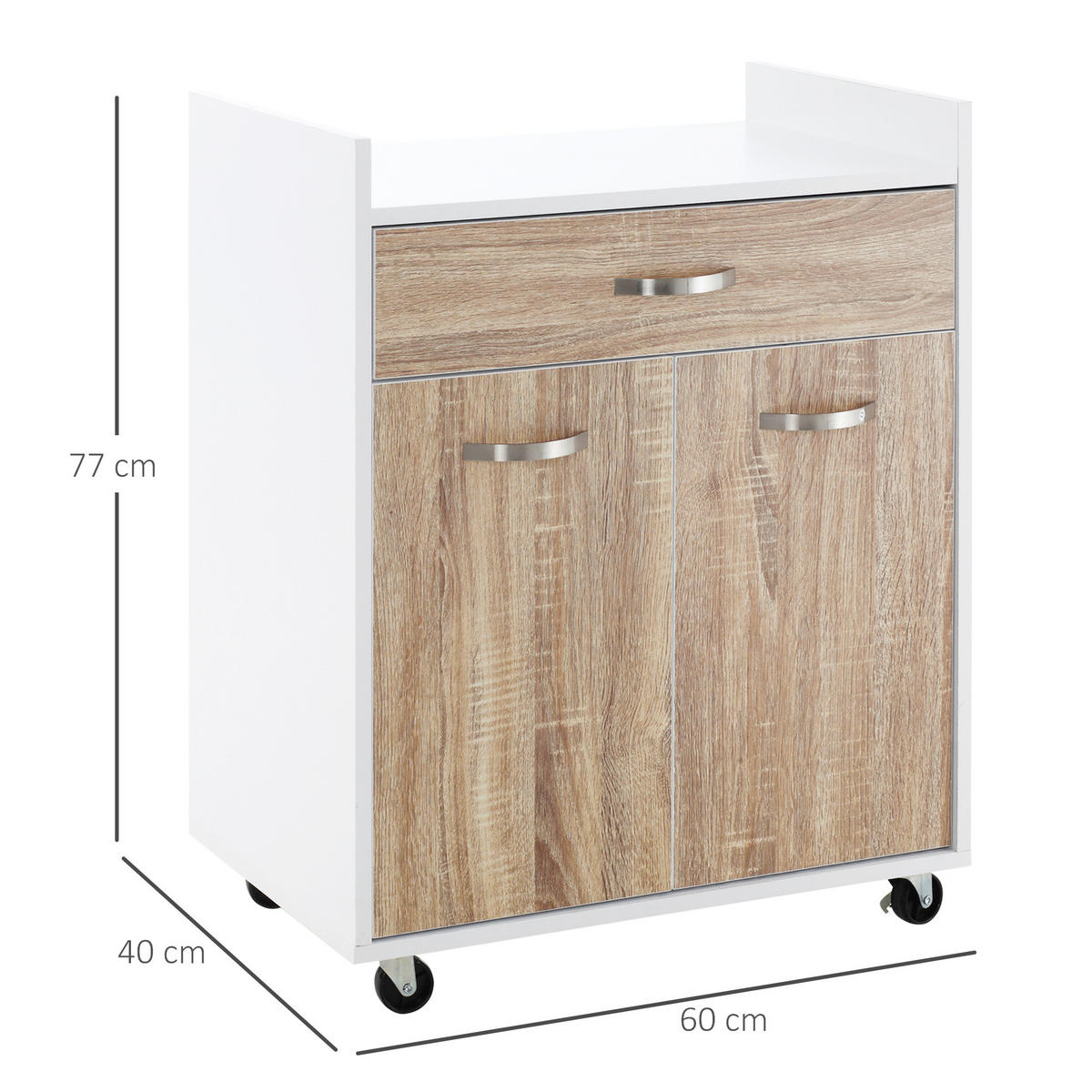 KÜCHENWAGEN DE-17097 Helleiche - Eichefarben, Holzwerkstoff (40/77/60cm) - ComfortXL