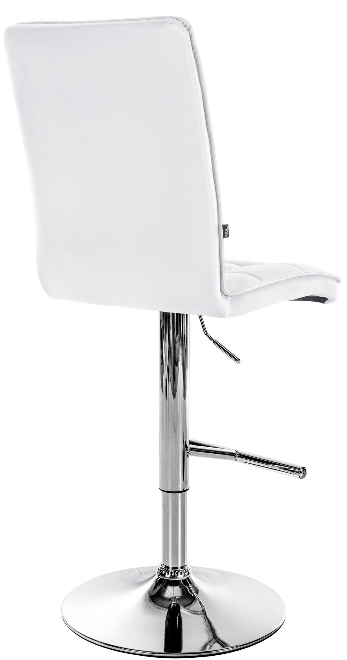 BARHOCKER Lederlook weiß - Chromfarben/Walnussfarben, Textil/Metall (45/112/54cm) - CLP