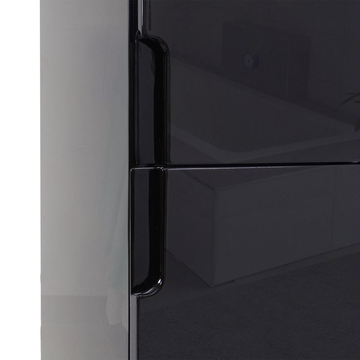 BADEZIMMERSET B19B Hochglanz Schwarz - Schwarz Hochglanz, Holz (61/150/47cm) - MCW