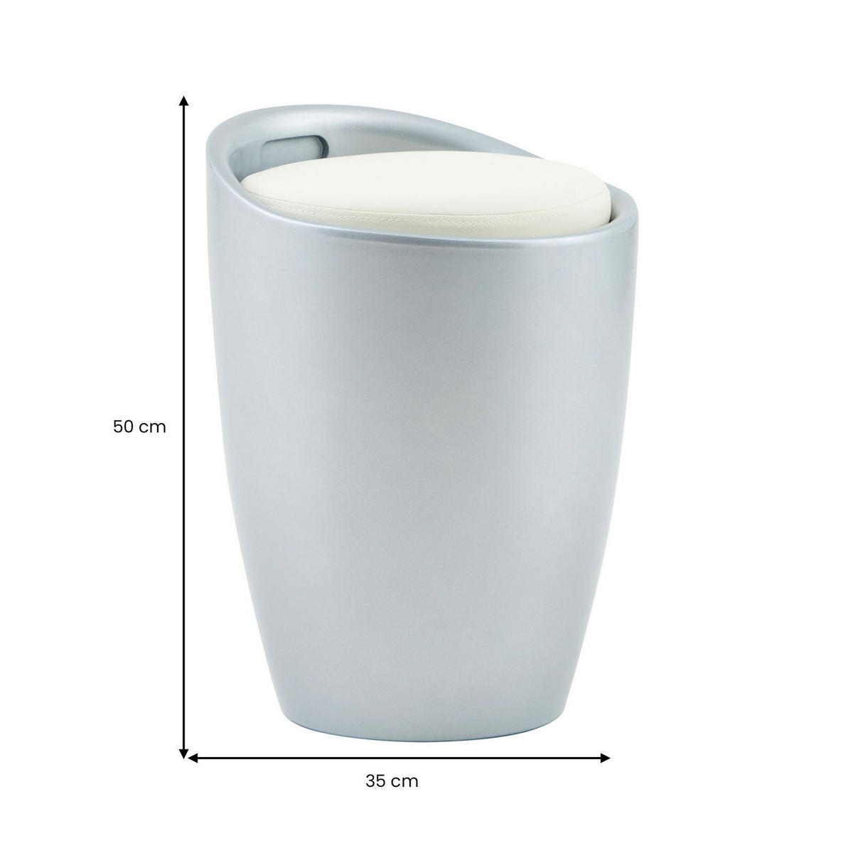 SITZHOCKER DANIEL - Weiß/Grau, Kunststoff/Textil (35/50/35cm) - IDIMEX