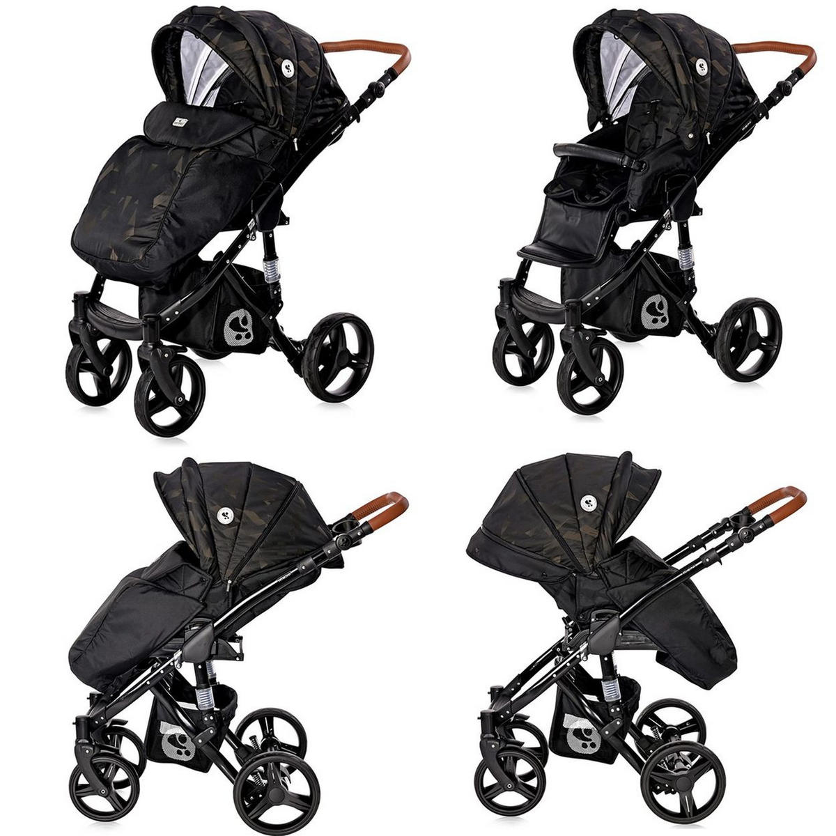 KOMBIKINDERWAGEN Rimini 2 in 1 grün Tragewanne, Sportsitz, Wickeltasche, Griff höhenverstellbar, Fußstütze - Schwarz, Metall (112/60/117cm) - Lorelli