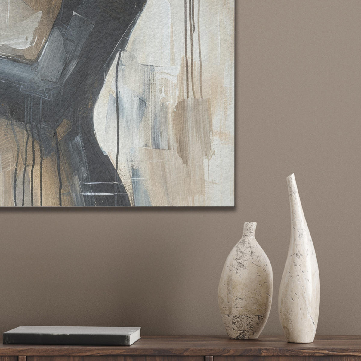 AKUSTIKBILD Abstrakt - Liebe - Schwarz und weiß - Modern Kunstdruck Schlafzimmer 50x70 cm - Schwarz, Kunststoff (50/70/0.9cm) - MuchoWow