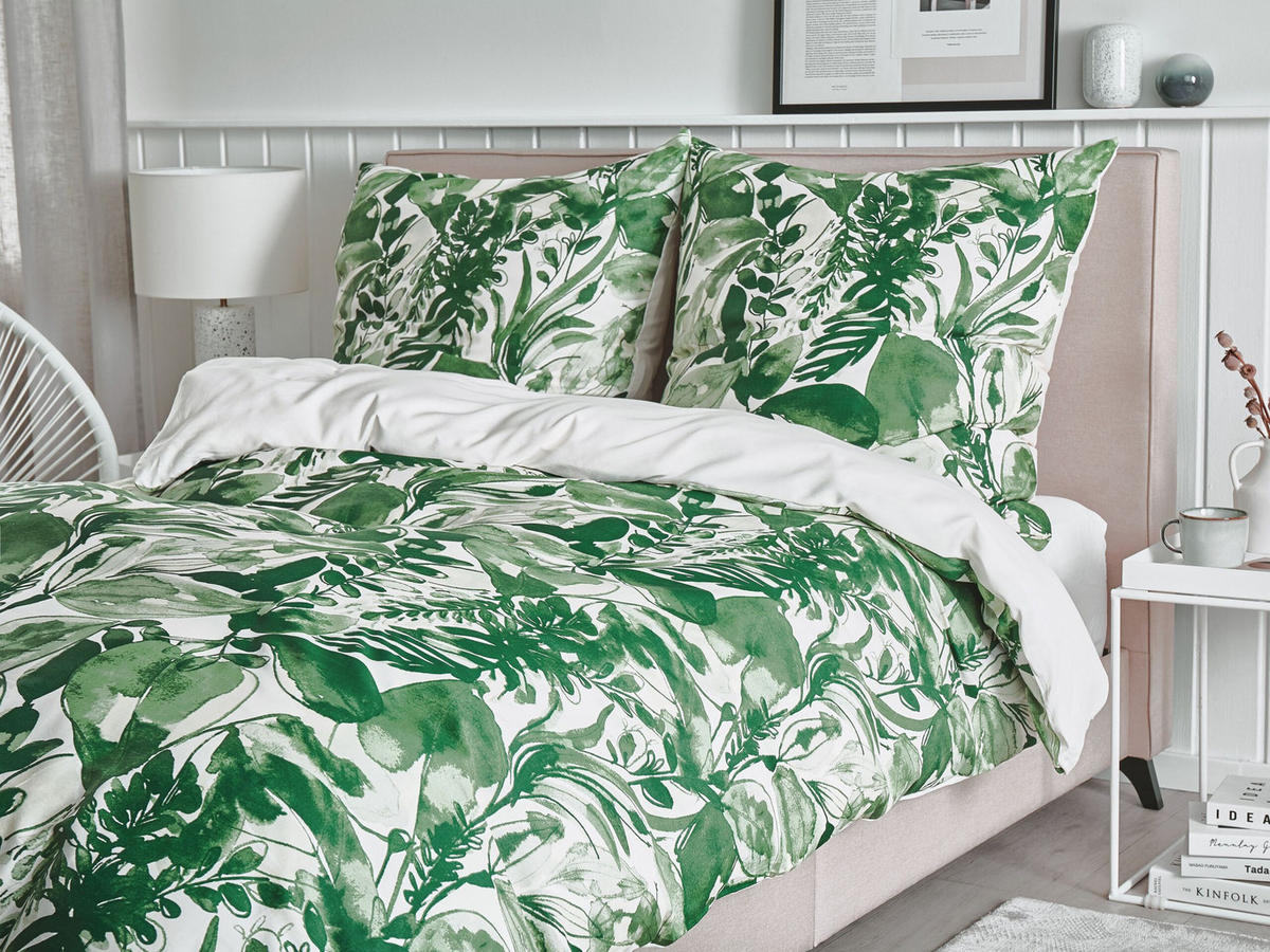 BETTWÄSCHE SET Greenwood 155x220 cm - Grün, Textil (155/220cm) - Beliani