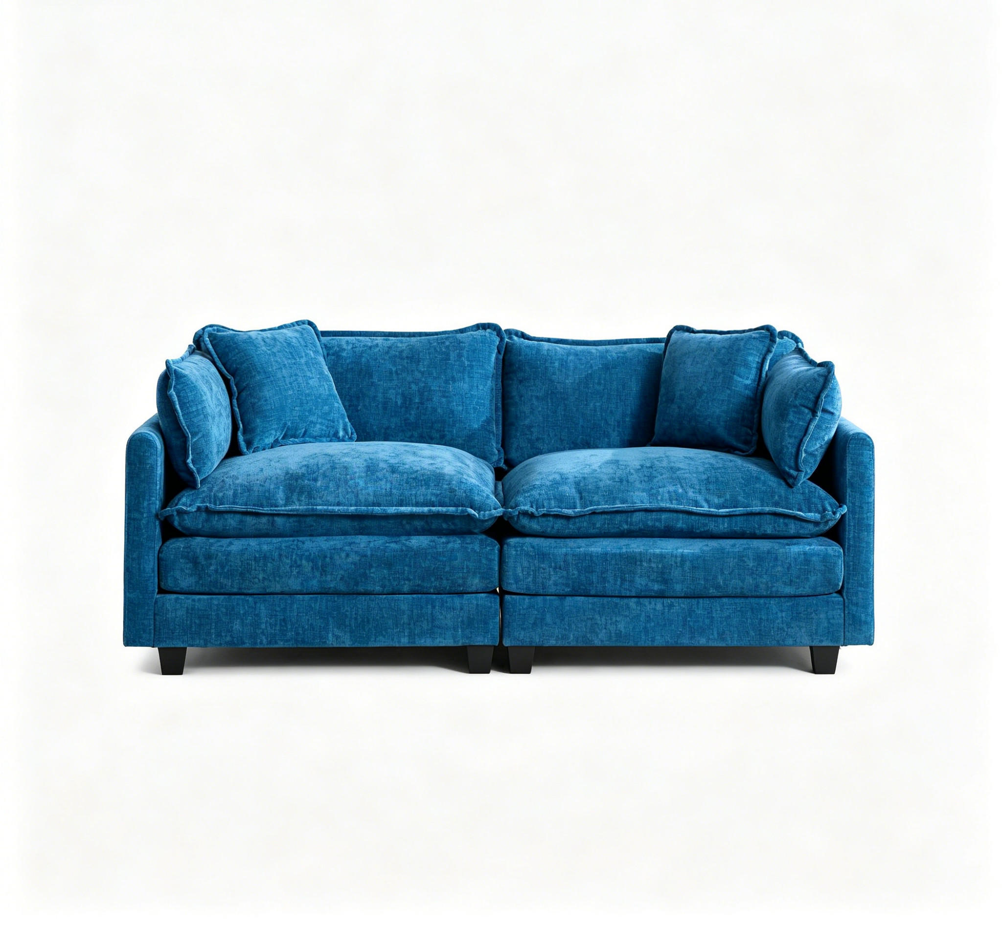 2-SITZER-SOFA aus Chenille in Blau mit modularem Design - Blau, Textil (75/84/198cm) - Modfu
