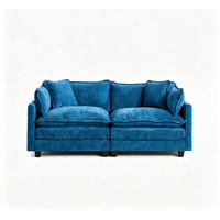 2-SITZER-SOFA aus Chenille in Blau mit modularem Design - Blau, Textil (75/84/198cm) - Modfu