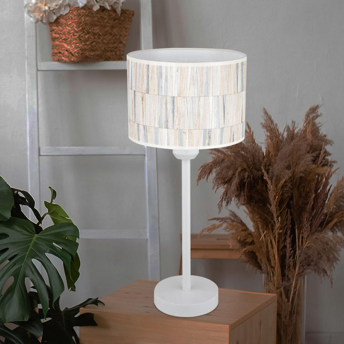 TISCHLEUCHTE Metall Tapete Weiß Multicolor - Weiß, Metall (30/30/45cm)