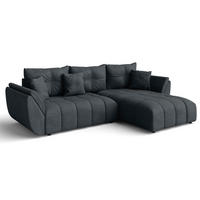 ECKSOFA L Form Antalya Graphit 280/190/91 cm – mit Bettkasten - Schwarz/Grau, Kunststoff/Textil (280/190cm) - AX Living