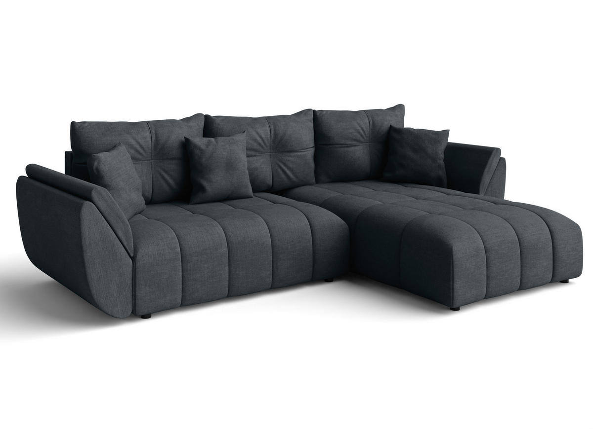 ECKSOFA L Form Antalya Graphit 280/190/91 cm – mit Bettkasten - Schwarz/Grau, Kunststoff/Textil (280/190cm) - AX Living