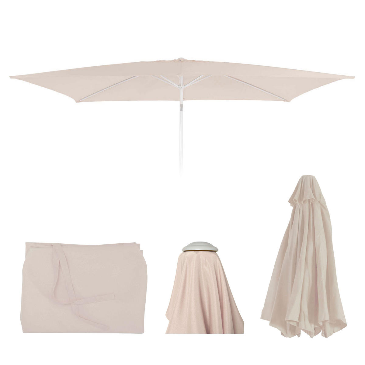 ERSATZ-BEZUG FÜR SCHIRM Cremeweiß - Weiß, Textil (295/192cm) - MCW
