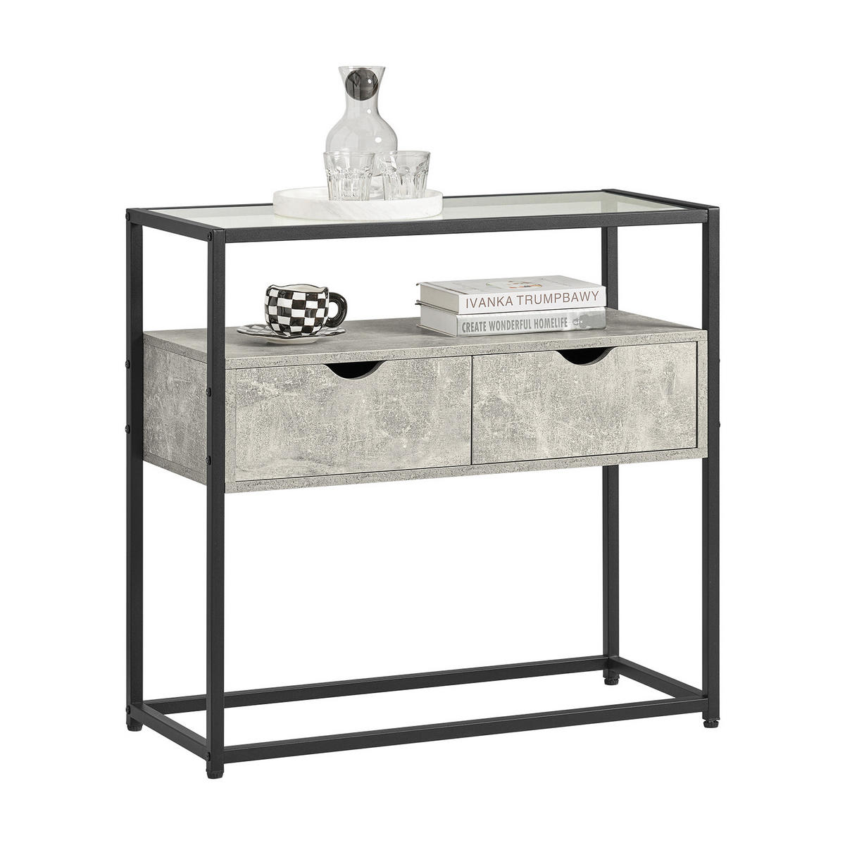 SIDEBOARD Grau - Grau, Glas/Holzwerkstoff (81/78/35cm) - SoBuy