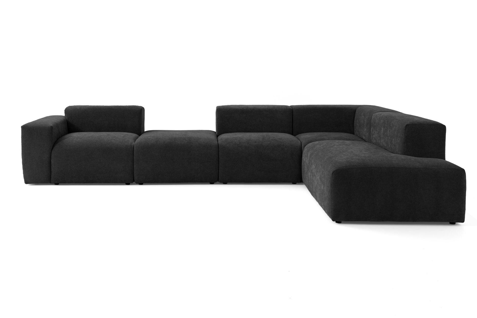 5-SITZER modulares Ecksofa HEAVEN SET 5 Rechts, Breite 380 cm Webstoff Schwarz - Schwarz, Holz/Kunststoff (245/380cm) - Muffo