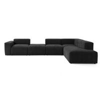 5-SITZER modulares Ecksofa HEAVEN SET 5 Rechts, Breite 380 cm Webstoff Schwarz - Schwarz, Holz/Kunststoff (245/380cm) - Muffo